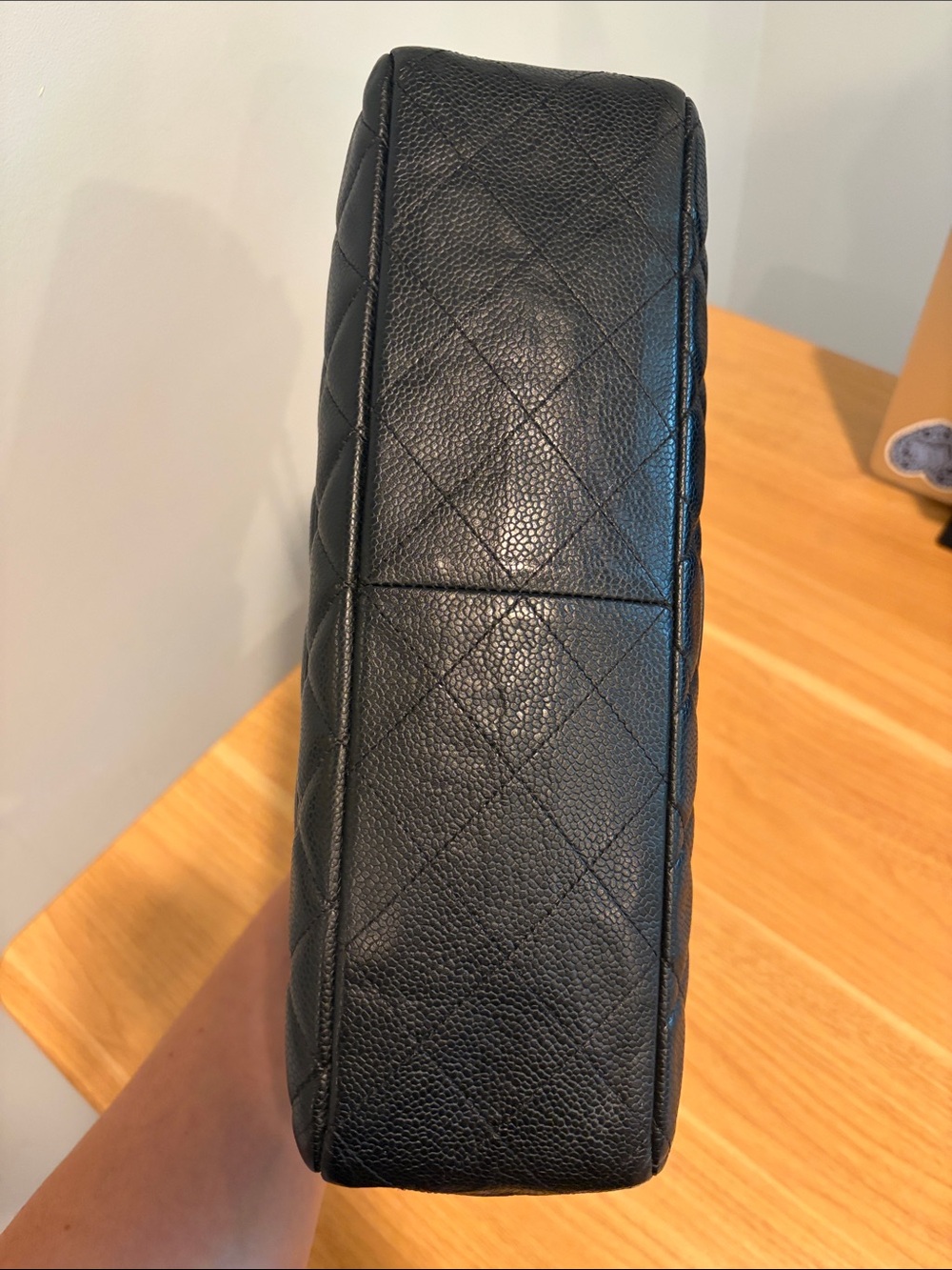 Pre-Loved CHANEL Black Caviar Leather Jumbo Single Flap with Silver Hardware - Picture 8 of 16